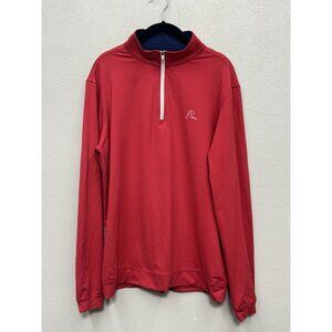 Rhoback Performance Quarter Zip Golf Pullover Men's Size Medium Red Navy